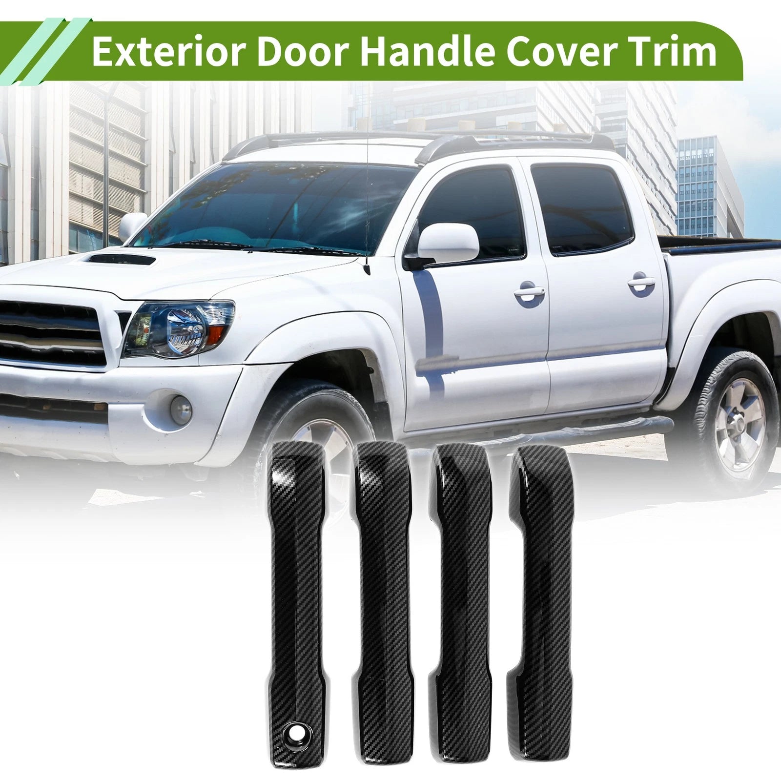 Exterior Door Handle Cover Trim for Toyota Tacoma (2024–2025) Carbon Fiber Black