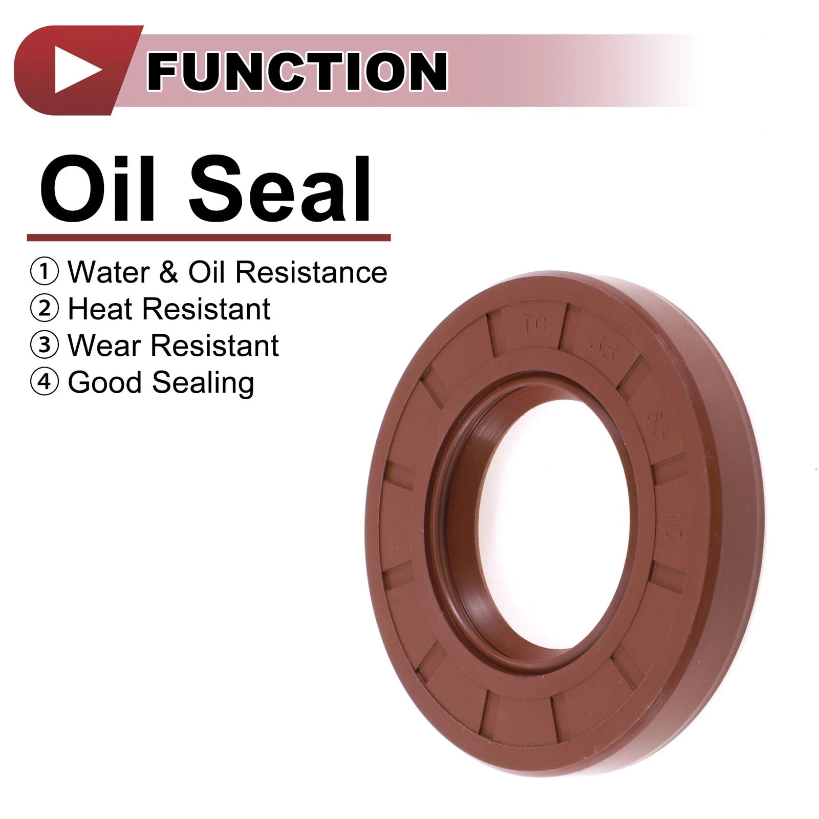 2X Oil Seal Ring for Rotary Shaft 35x65x10mm FKM Rubber
