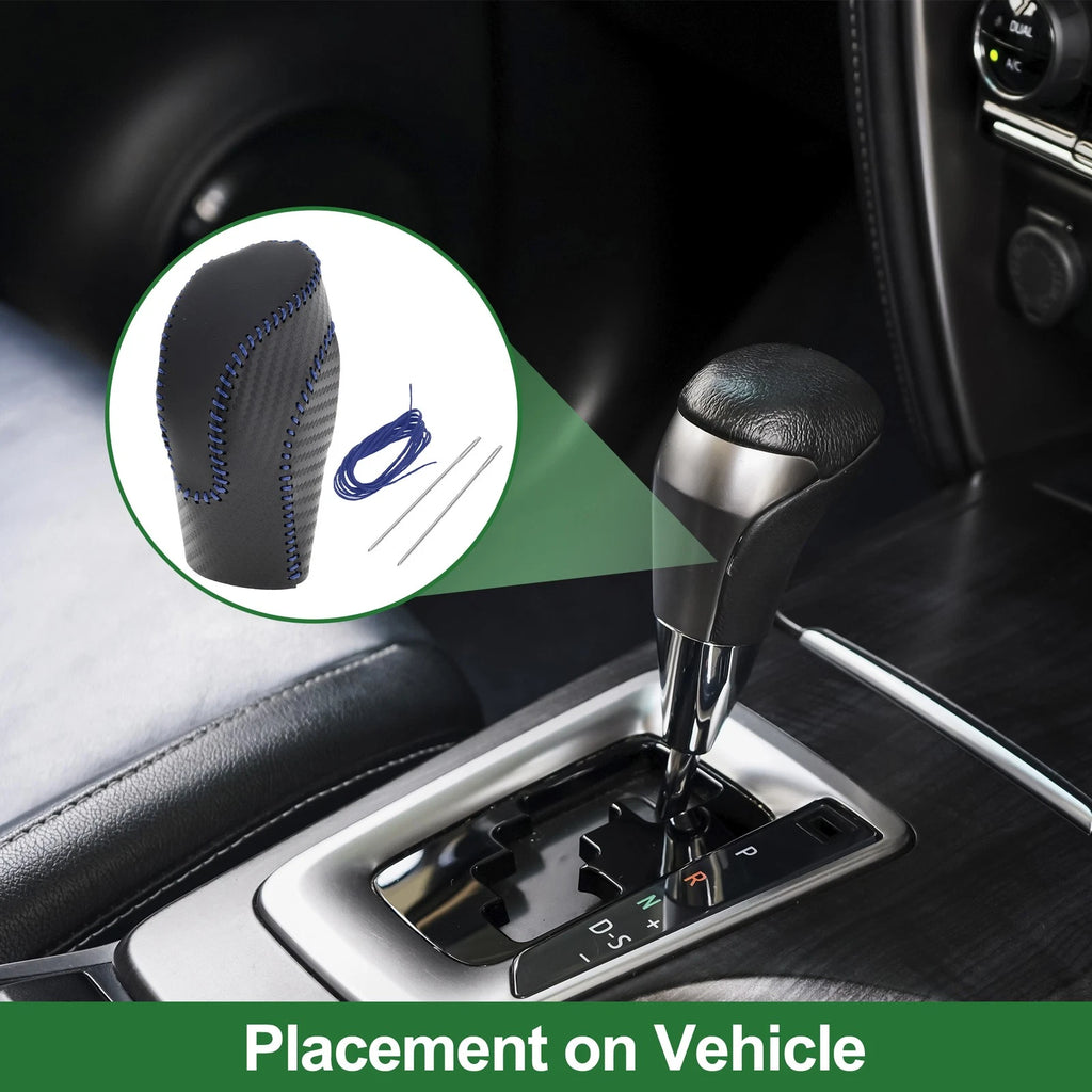 Gear Shift Knob Cover for Subaru Forester (2018–2023) Black Carbon Fiber Blue