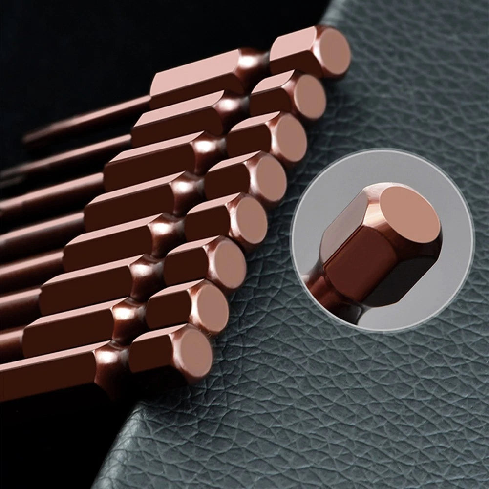 Magnetic Hex Screwdriver Bits Set of 10 - 100mm Length