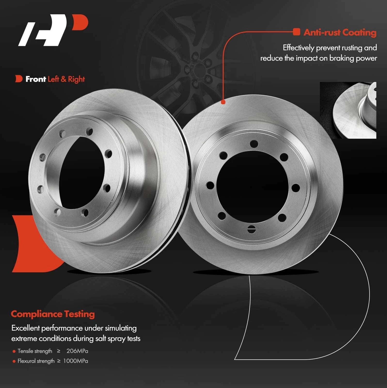 Set of 2 Rear Disc Brake Rotors & Ceramic Pads for Ford F-350 Super Duty (1999–2004)