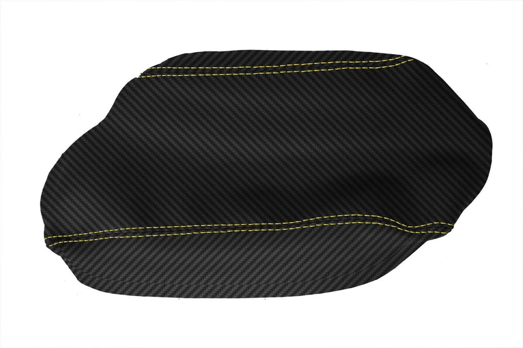 Console Armrest Cover for Subaru Crosstrek (2018–2020) Carbon Fiber Yellow Stitch
