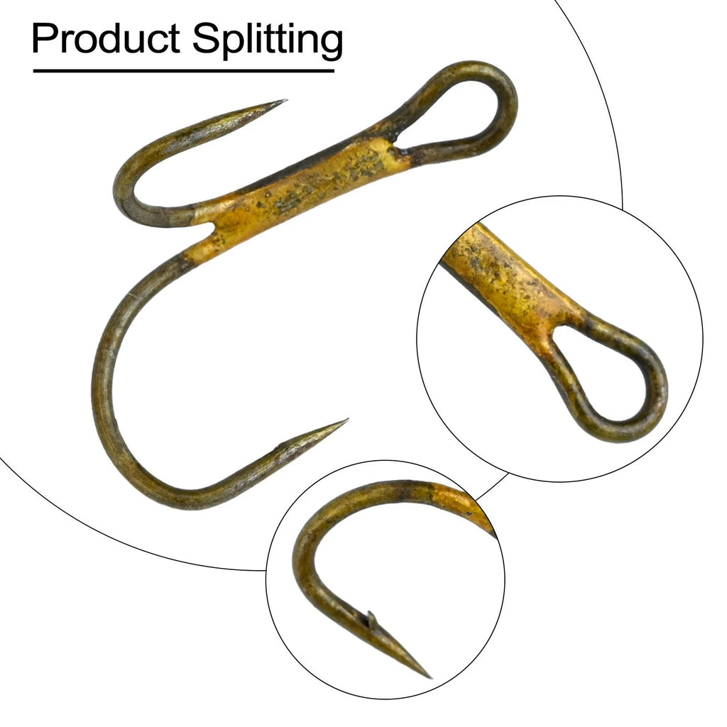 20X Golden Barbed Hooks for Zander Fish (Double with Spines)