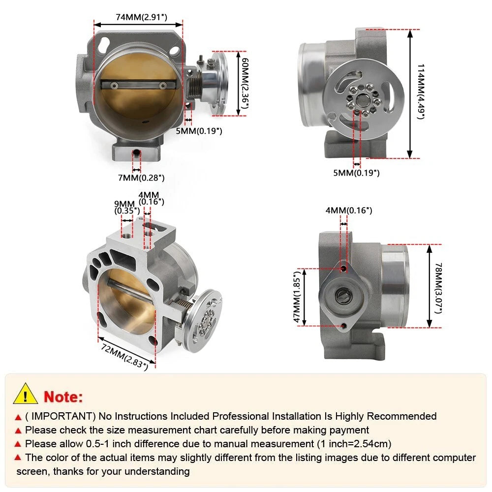 72mm Billet Throttle Body for K-Series K20 K24 (PRB/PRC/RBC/RRC)
