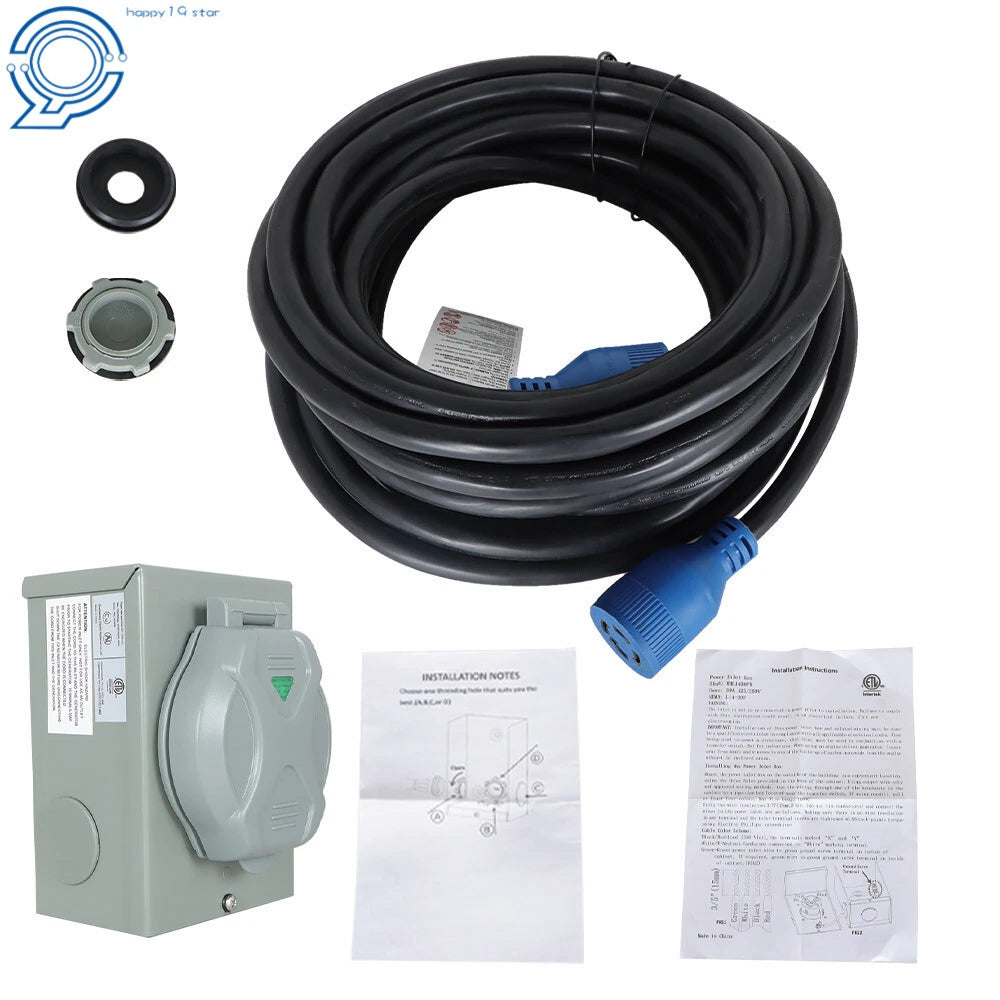 25Ft Generator Extension Power Cord for Power Inlet Box