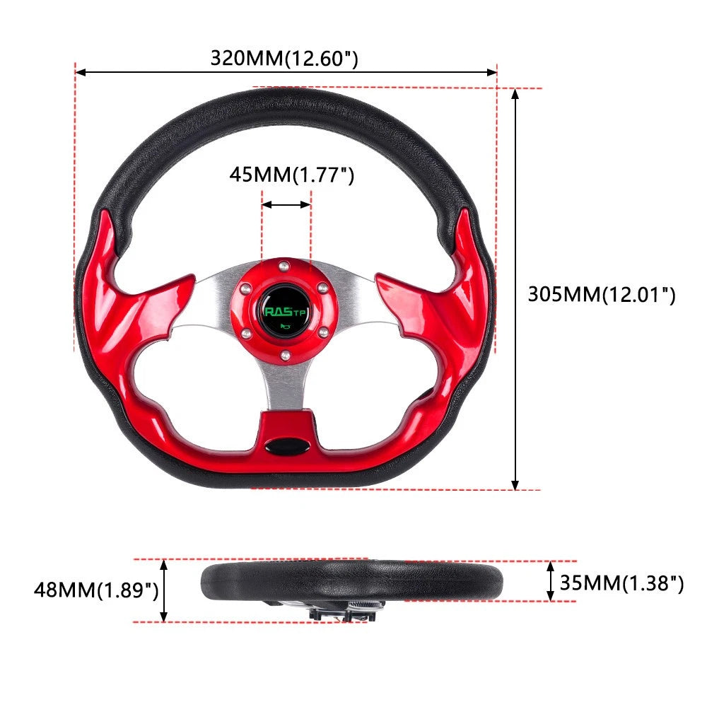Red Steering Wheel with Quick Release Hub Adapter 186H for Volkswagen Golf Jetta