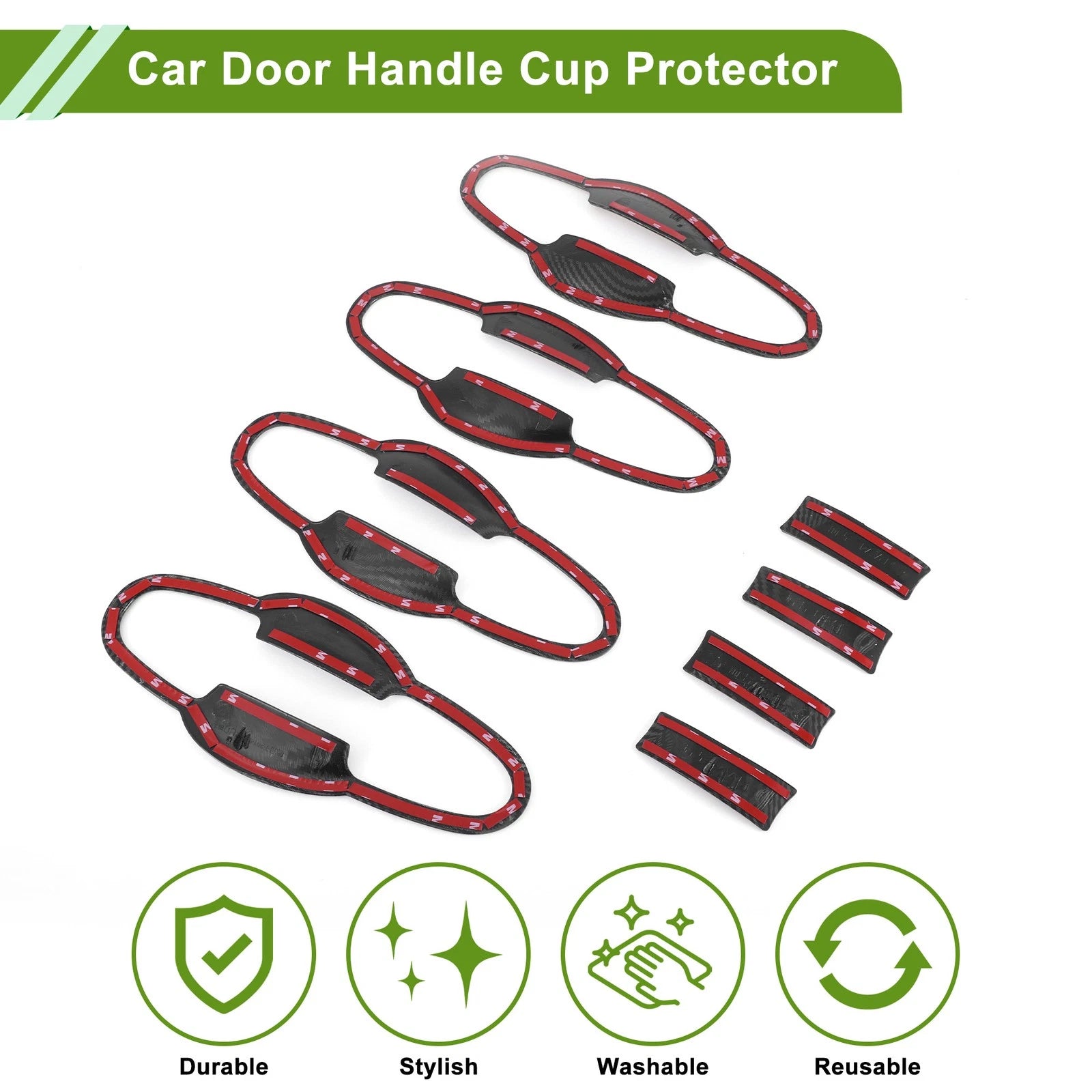 Car Door Handle Cup Protector for Toyota Highlander (2014–2023) - Carbon Fiber Black