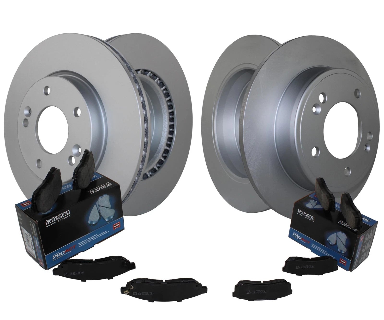 Front & Rear Brake Kit Disc Rotors & Akebono Pads for Hyundai Kia (FWD)