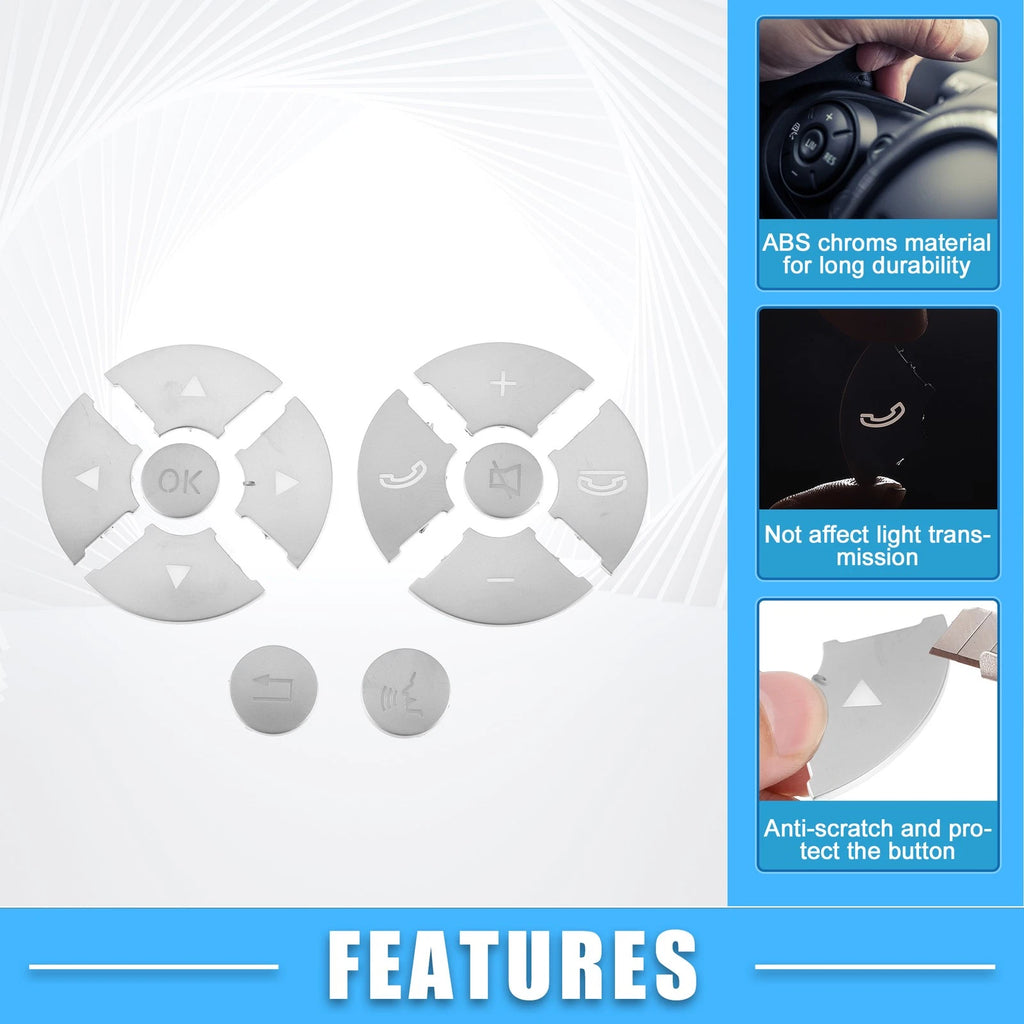 12X Steering Wheel Button Covers for Mercedes-Benz (ABS Silver Tone)