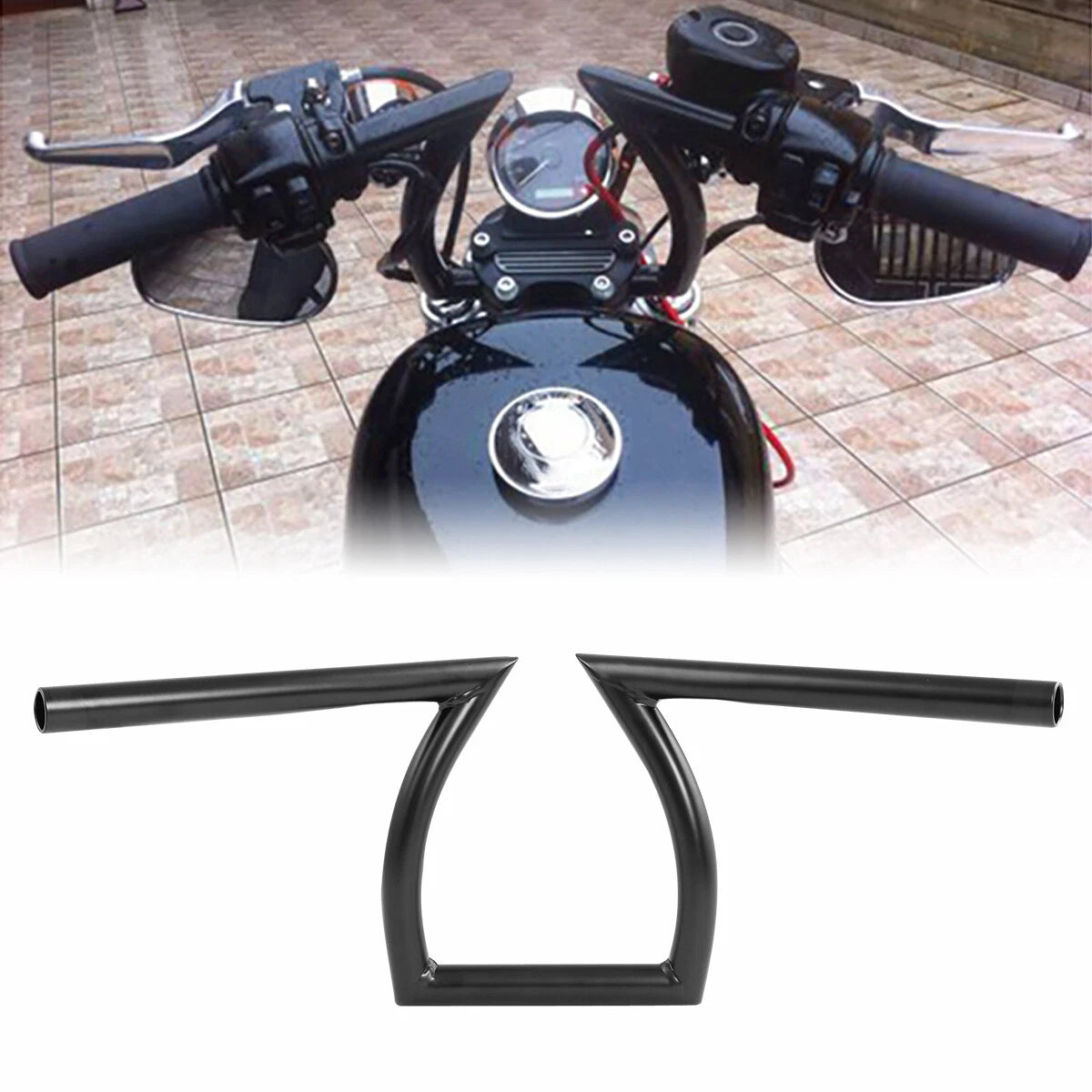 1" Z Bars Handlebar for Harley Sportster, Choppers, Bobbers, Yamaha, Suzuki