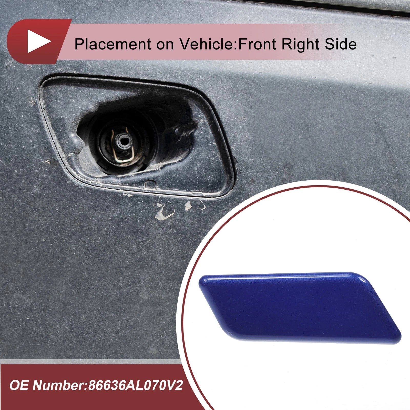 Front Right Washer Nozzle Cover Cap for Subaru Outback (2015–2017) Blue