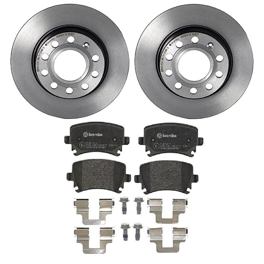 Brembo Rear Brake Kit with Low-Met Pads & Coated Disc Rotors for Audi A4 (2005)