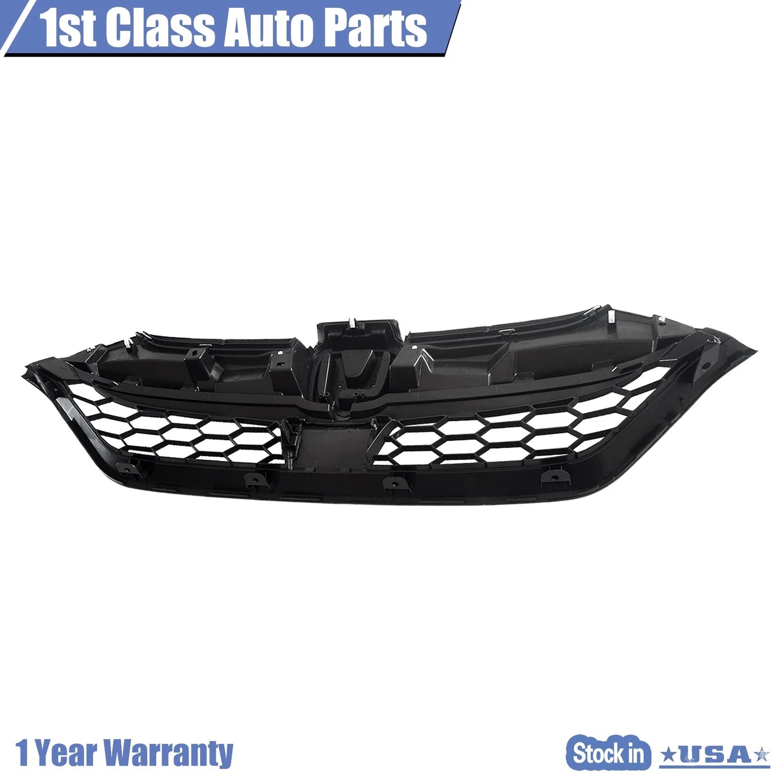 Front Upper Honeycomb Bumper Grille for Honda CR-V (2017–2019) Chrome Black