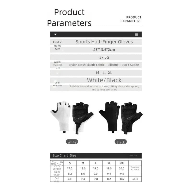 Anti Slip Half Finger Cycling Gloves for Men Women (Breathable, Shockproof)