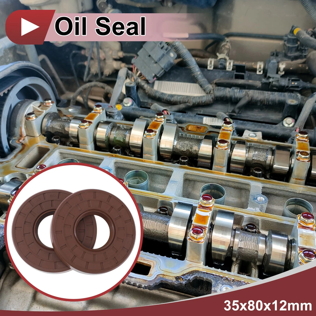 2X Oil Seal Rotary Shaft Seal FKM Rubber 35x80x12mm for Various Models