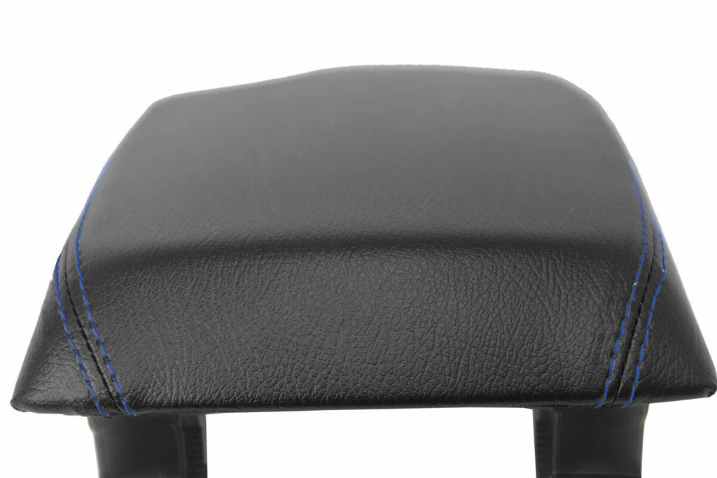 Leather Console Lid Armrest Cover for BMW F30 (2014–2018) Black Blue Stitch
