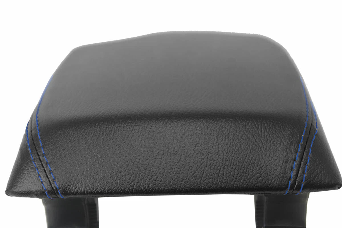 Leather Console Lid Armrest Cover for BMW F30 (2014–2018) Black Blue Stitch
