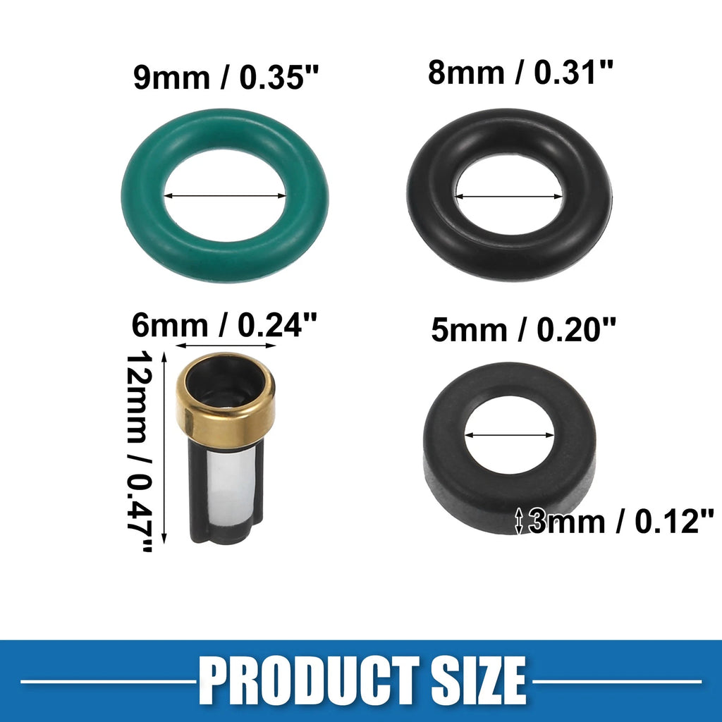 Set of 4 Fuel Injector O Rings Seals with Micro Filters for Honda Civic 