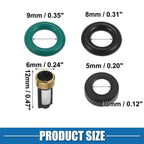 Set of 4 Fuel Injector O Rings Seals with Micro Filters for Honda Civic 