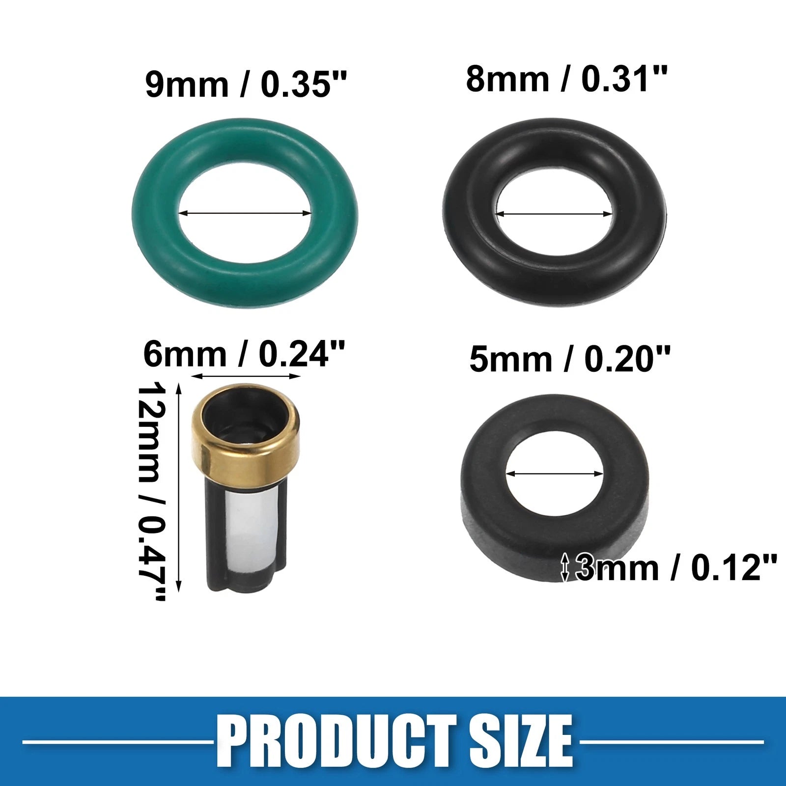 Set of 4 Fuel Injector O Rings Seals with Micro Filters for Honda Civic 