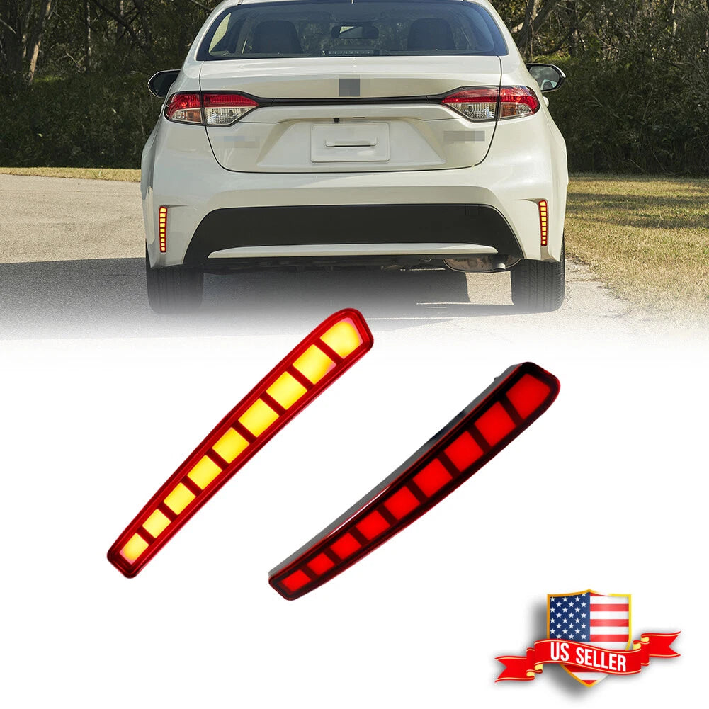 2X LED Red Rear Bumper Reflectors for Toyota Corolla (2020–2023)