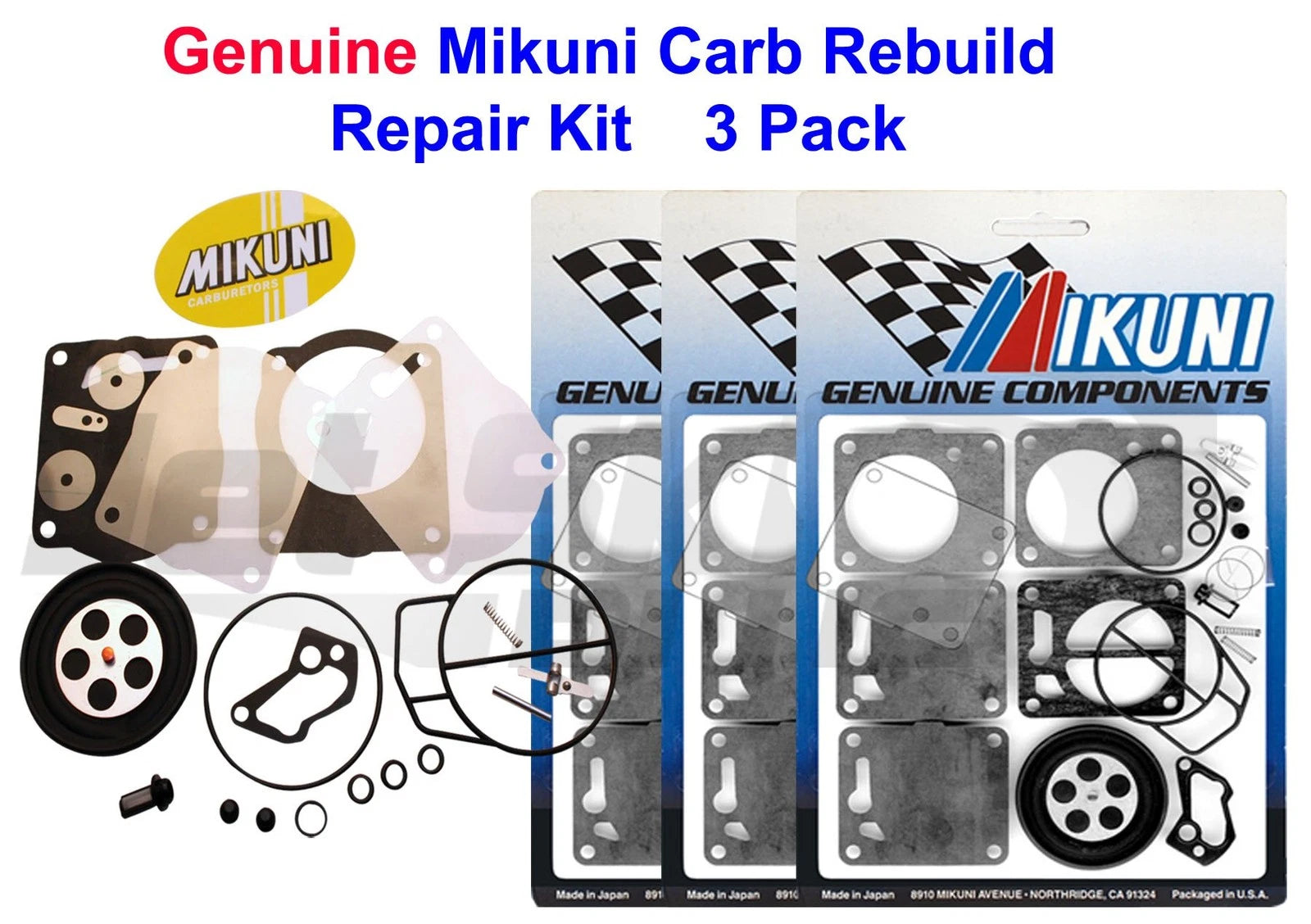 Mikuni Triple Carburetor Rebuild Kit for Yamaha Wave Raider 1100 (1993–1999)