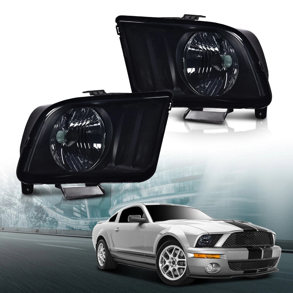Headlights for Ford Mustang (2005–2009) Black Housing Smoke Lens