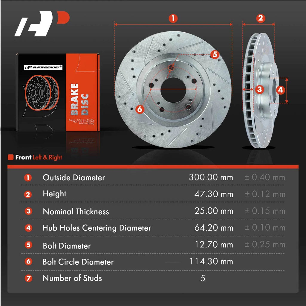 Front Drilled Brake Rotors for Honda Civic CR-V (2005–2006)