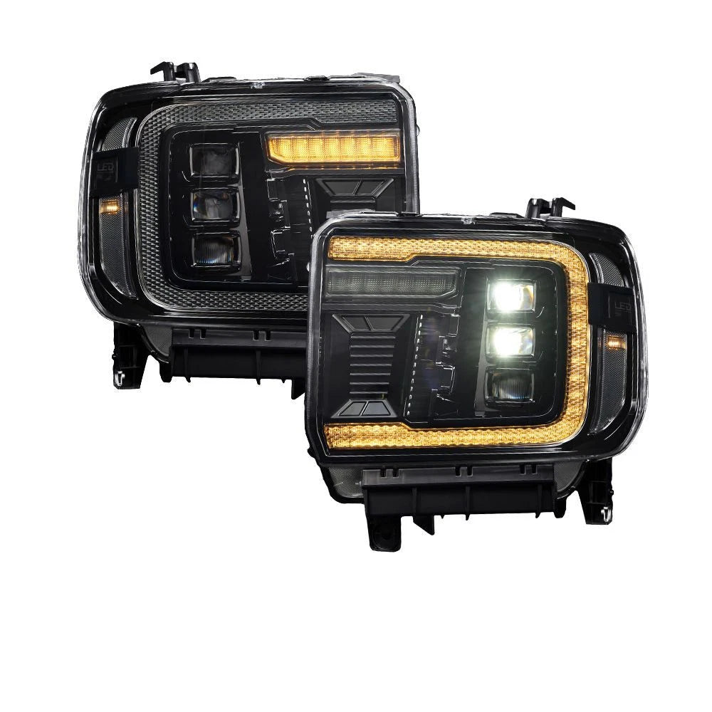 LED Projector Headlights w Amber DRL Replacement for 2014-2018 GMC Sierra 1500