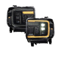 LED Projector Headlights w Amber DRL Replacement for 2014-2018 GMC Sierra 1500
