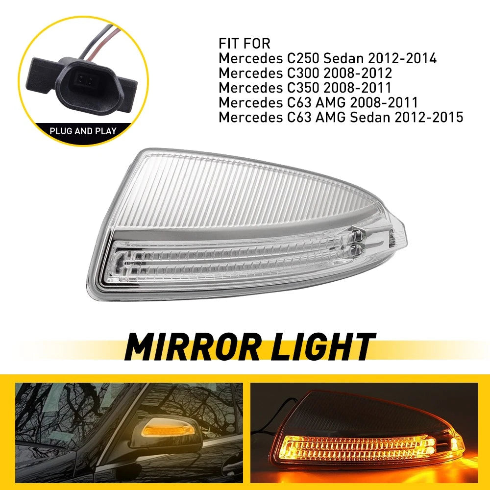 Left Door Mirror Turn Signal Amber Light for Mercedes W204 C250 C300 C350 C63 (2008–2015)