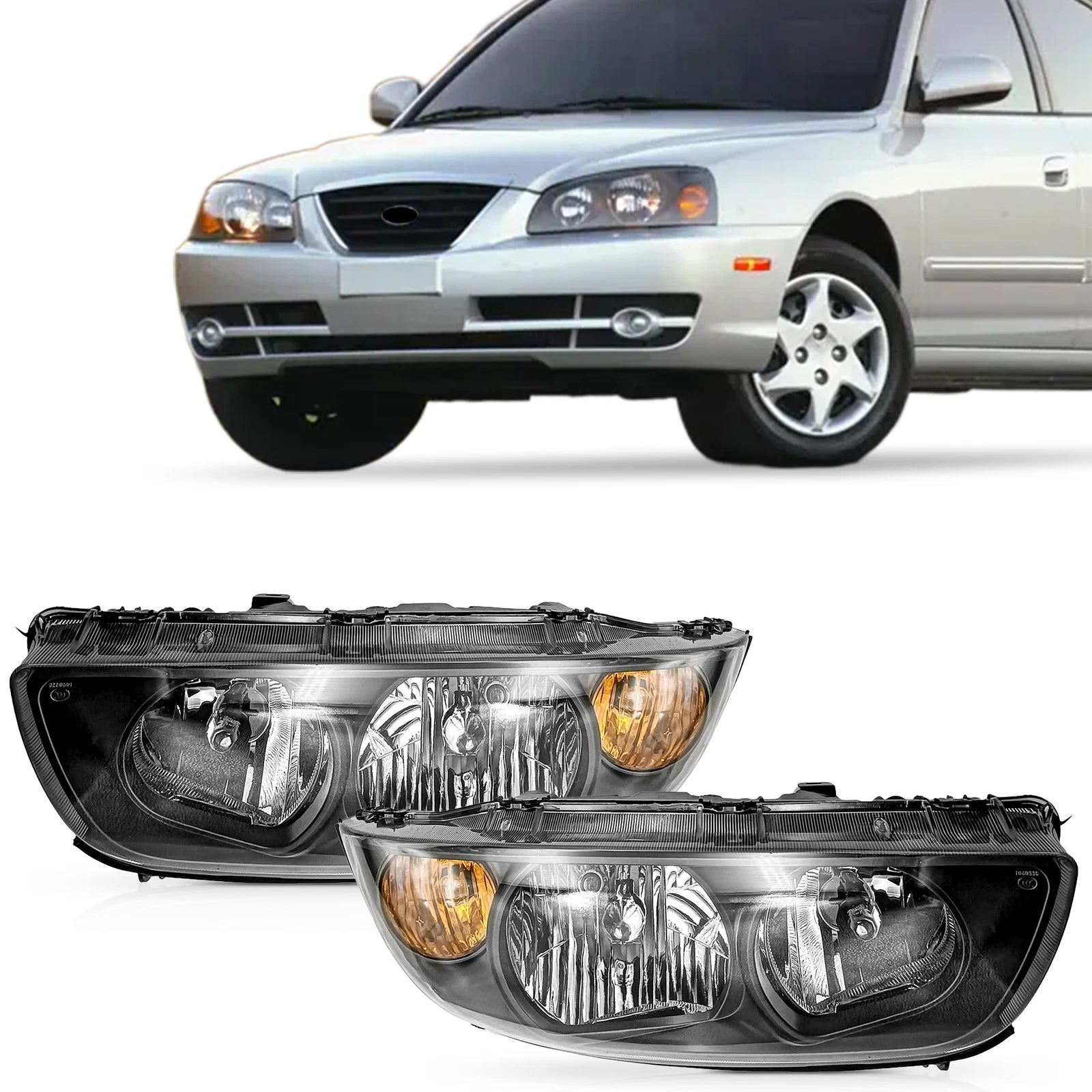 Set of 2 Halogen Headlights for Hyundai Elantra (2004–2006)