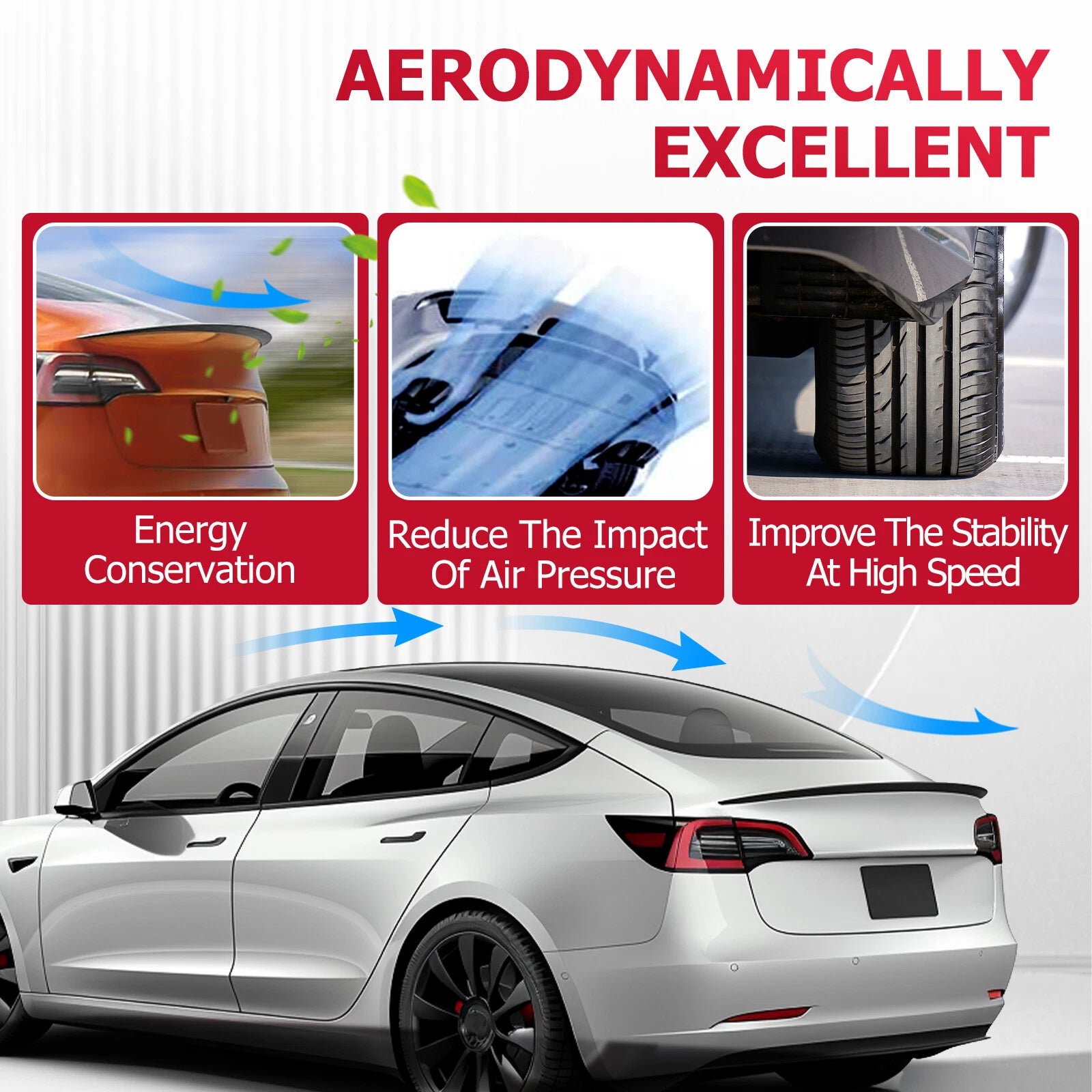 Rear Trunk Lip Spoiler Wing for Tesla Model 3 (2017–2023) - Gloss Black