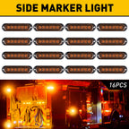 Set of 16 Waterproof Amber LED Trailer Truck Side Clearance Marker Lamps