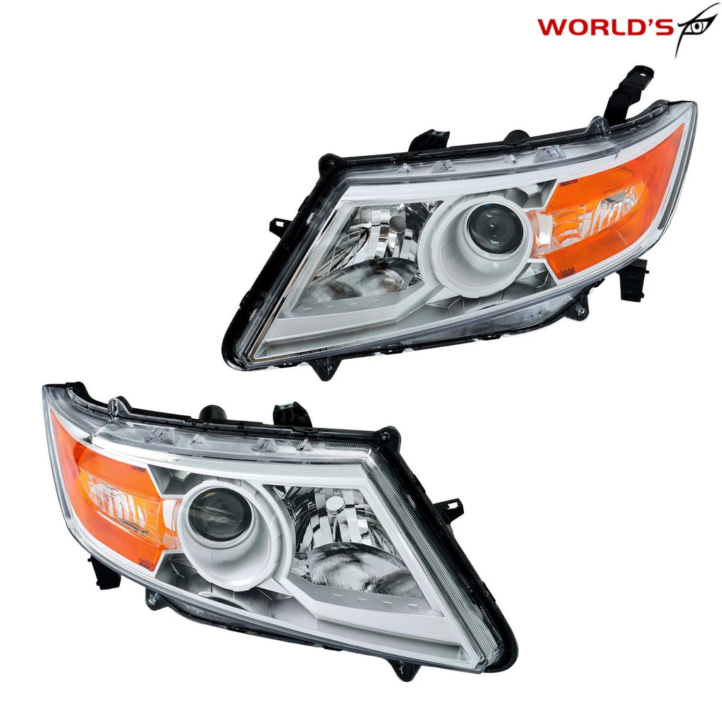 Set of 2 Halogen Front Headlights for Honda Odyssey (2011–2017) Chrome Amber
