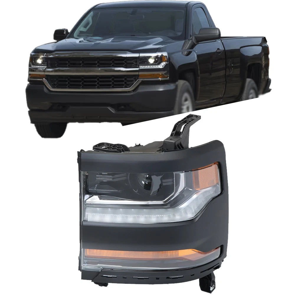 Driver Headlight for Chevy Silverado 1500 (2016–2018) HID/Xenon LED DRL