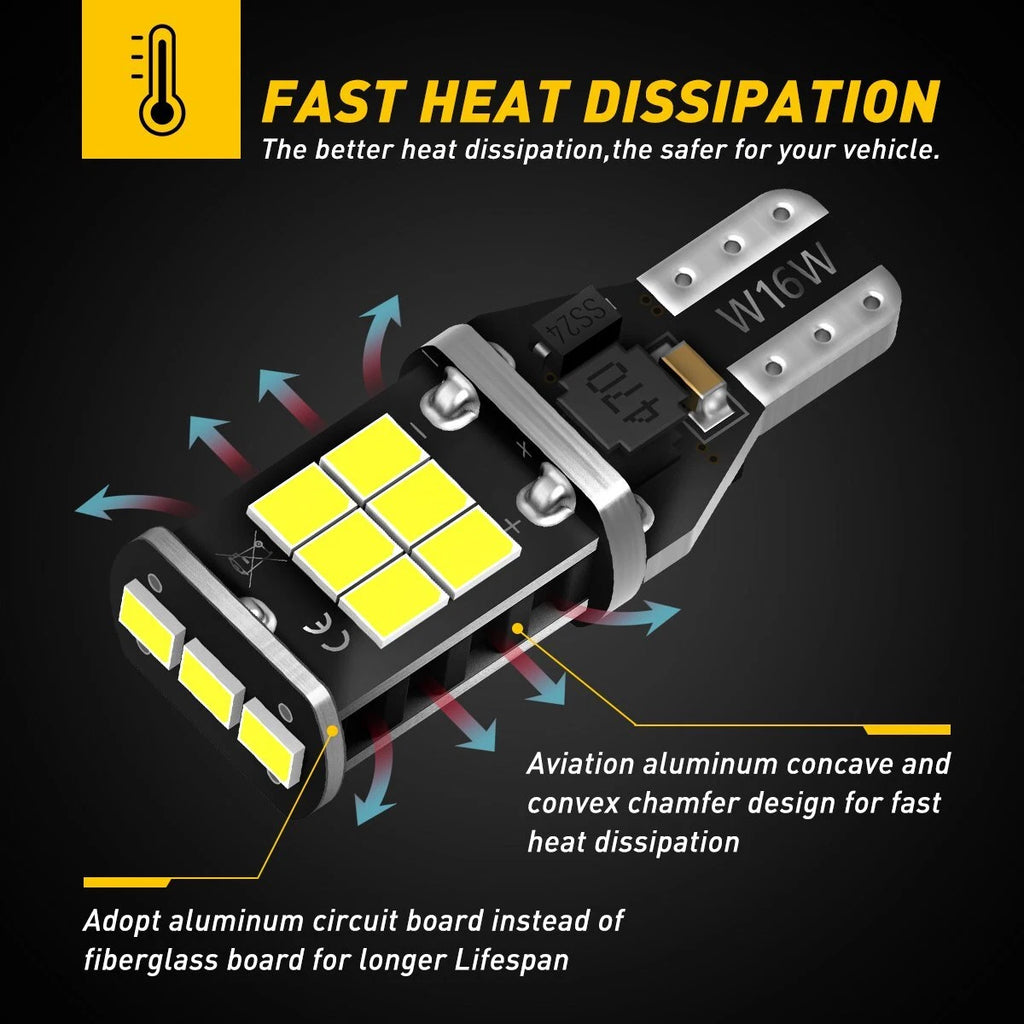 AUXITO T15 921 912 LED Reverse Backup Light Bulb (2400LM, 6000K)