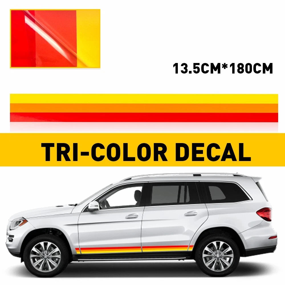 Set of 2 Tri-Color Side Rocker Stripes Decal Vinyl Sticker for Toyota Tacoma (All Years)
