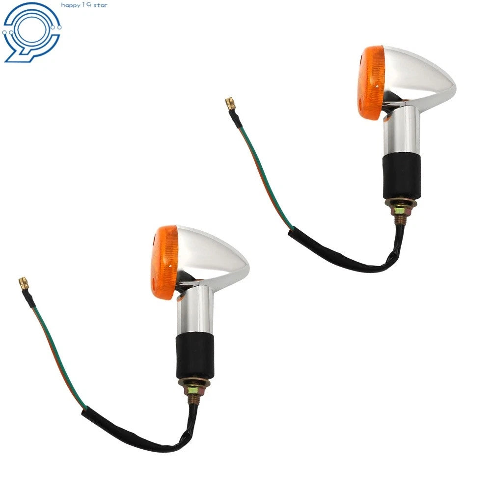 Set of 2 Amber Chrome Turn Signal Indicator Lights for Honda