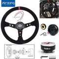 Red Suede Steering Wheel with Short Hub Adapter for Honda Civic EK