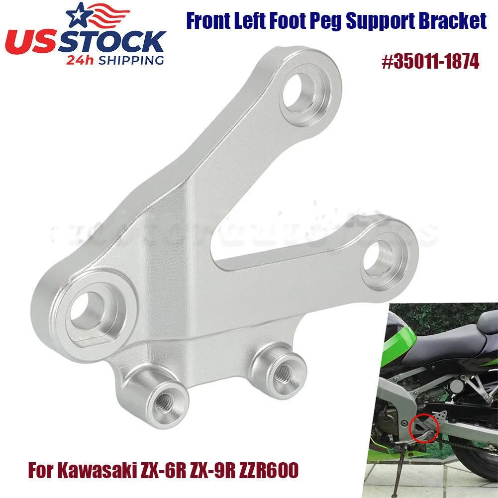 Front Left Foot Peg Support Bracket 35011-1874 for Kawasaki ZX-6R, ZX-9R, ZZR600 (1995–2006)