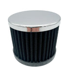 Chrome Valve Cover Breather Push In with Black Filter for 1-1/4" Hole