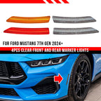 Set of 4 Clear LED Front Rear Side Marker Lights for Ford Mustang (2024–2025)