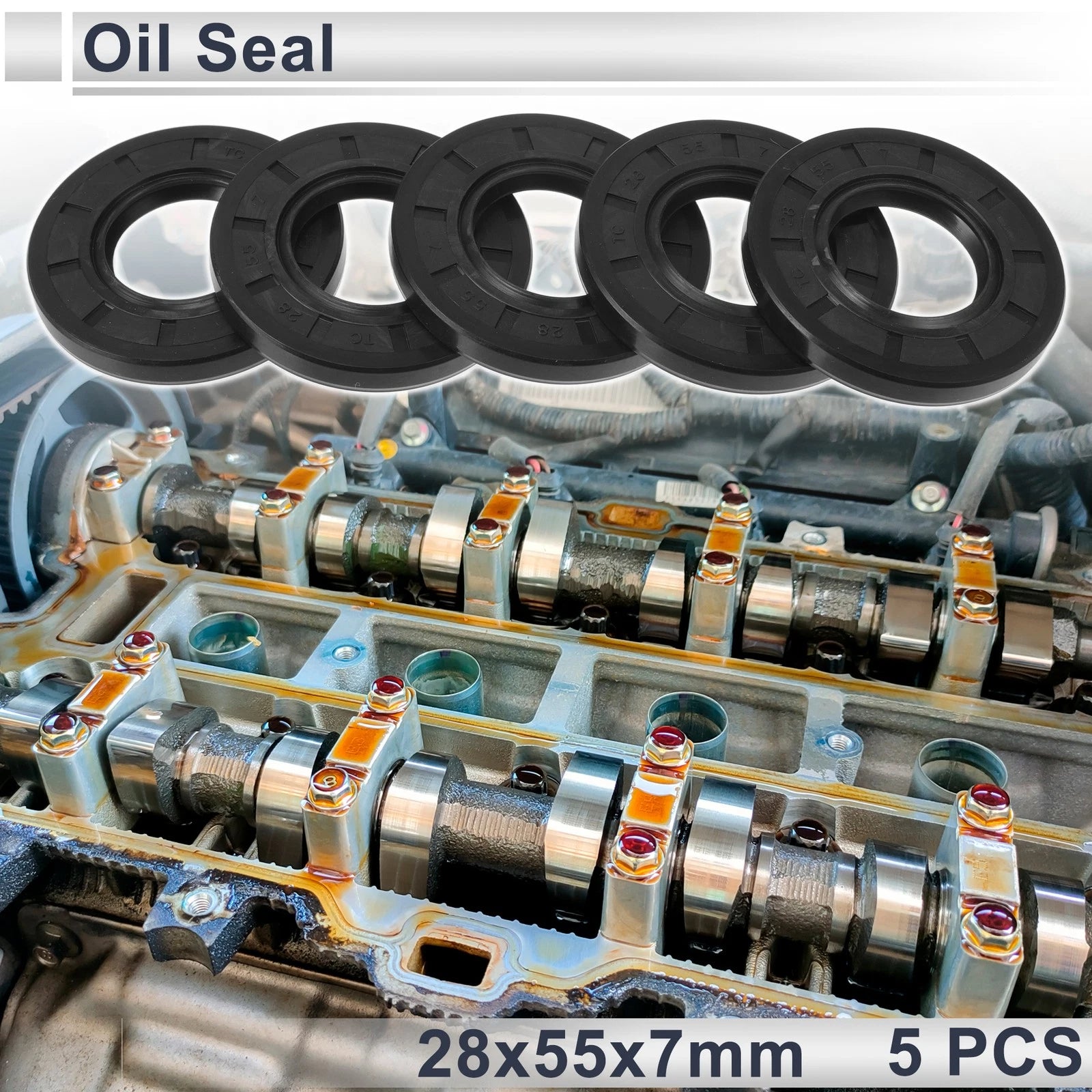 Set of 5 Oil Seal Rotary Shaft Seal TC Ring 28x55x7mm Nitrile Rubber