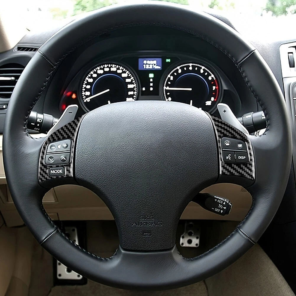 Real Carbon Fiber Steering Wheel Button Cover for Lexus IS 250/300/350C (2006–2012)