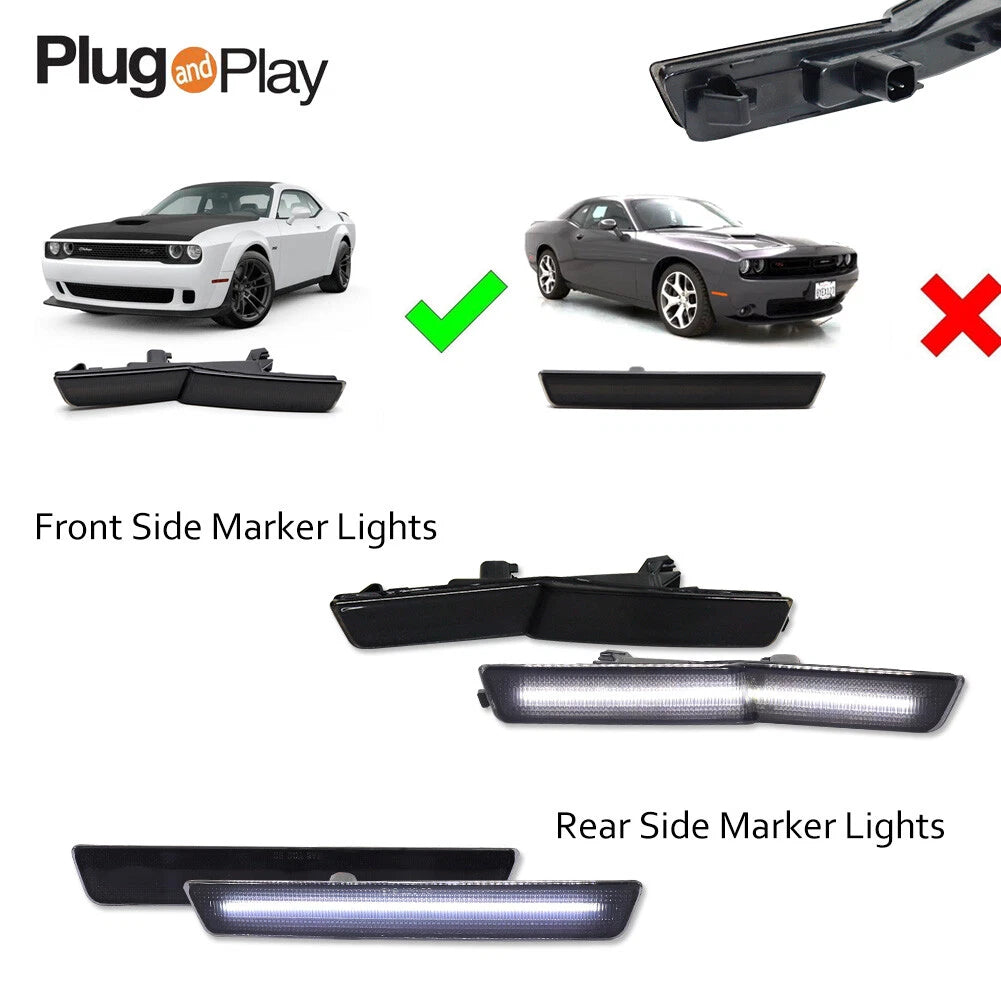 Smoked LED Side Marker Lights for Dodge Challenger SRT Widebody (2018–2022)