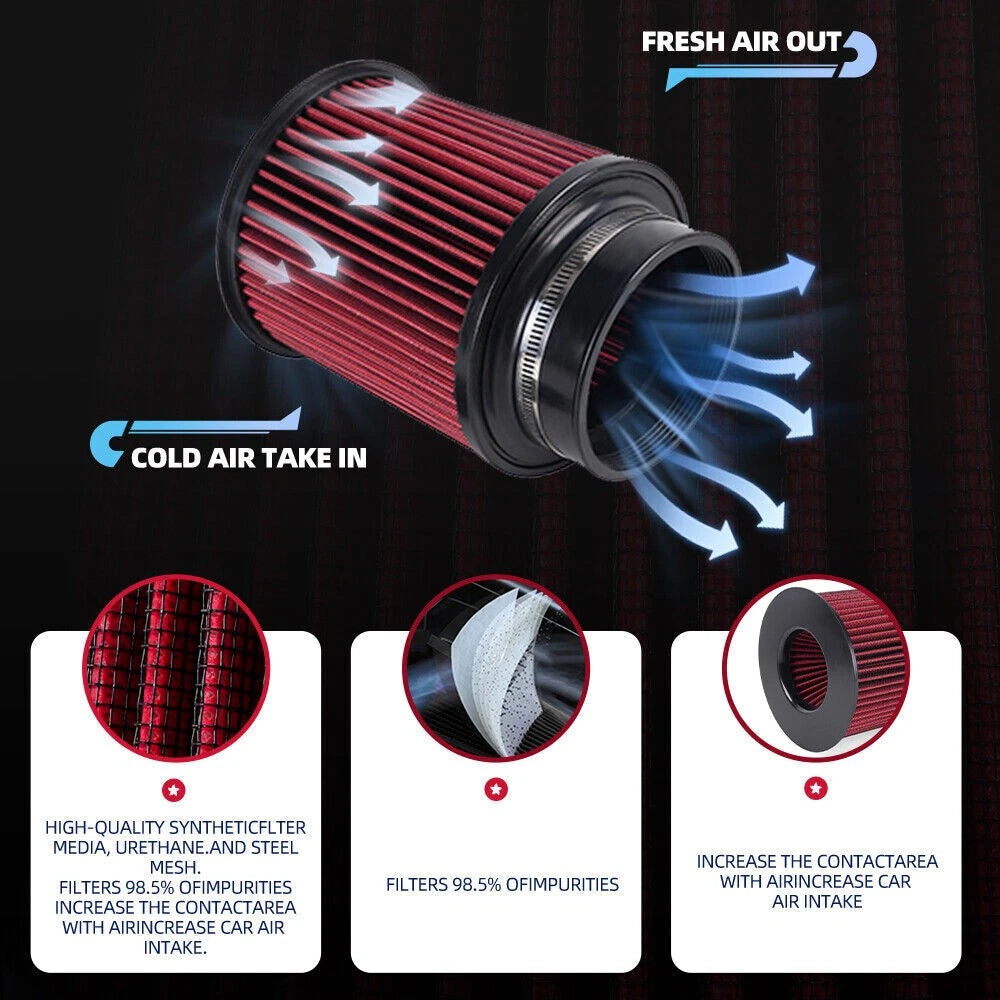 4" High Flow Round Dry Air Filter for Cold Air Intake