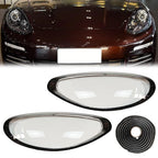 2X Front Headlight Lens Shell + Sealant Glue for Porsche Panamera 970 (2014–2016)