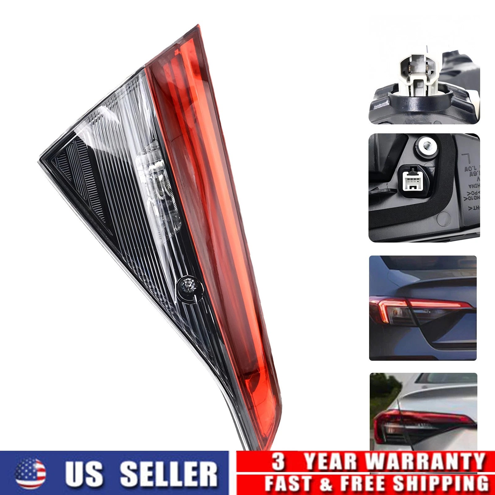 Rear Inner Tail Light Lamp Set for Honda Civic Sedan (2022–2024) LH RH