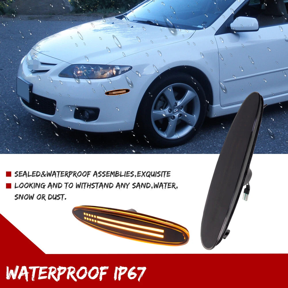 Smoked Lens Amber LED Side Marker Lights for Mazda 6 MPS (2003–2008)